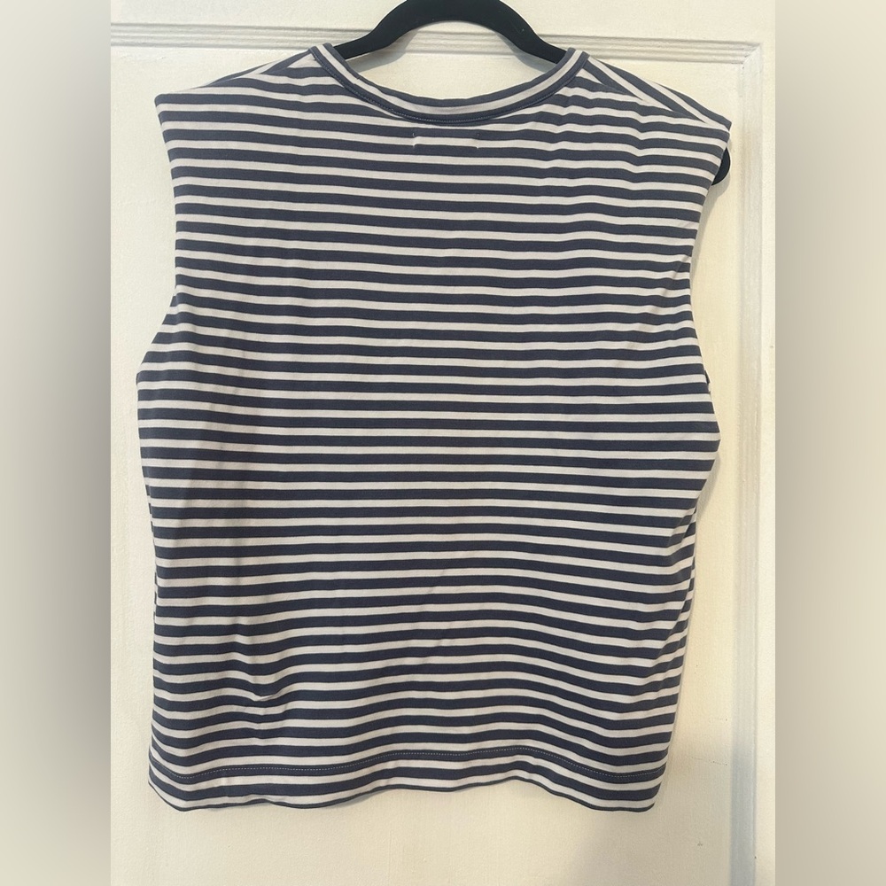 Madewell Navy and White Striped Muscle Tee - Picture 9 of 9